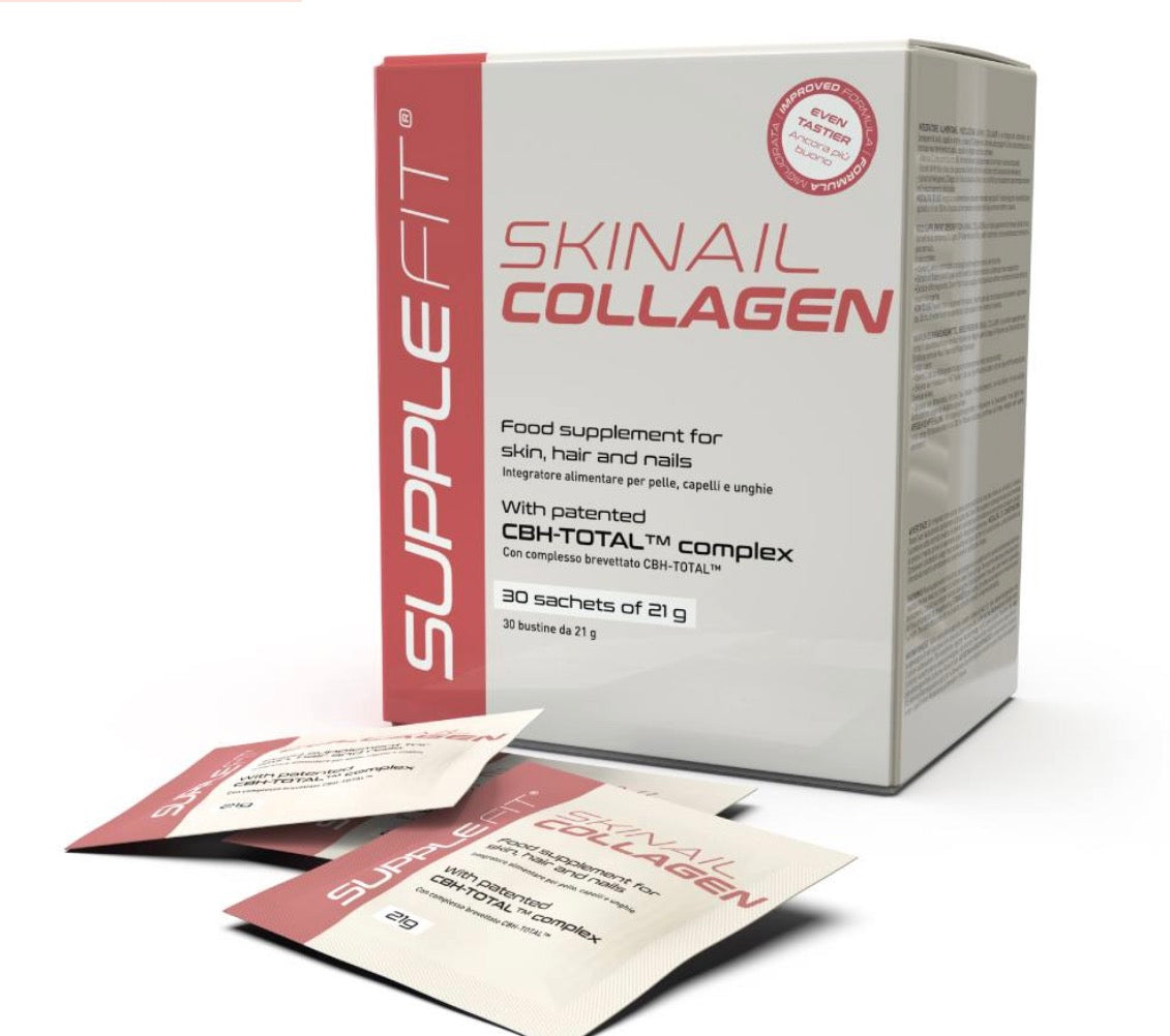 SKINAIL COLLAGEN - Complément alimentaire pour la peau, les cheveux et les ongles
30 sachets de 21 grammes | Avec le complexe exclusif CBH-TOTAL™