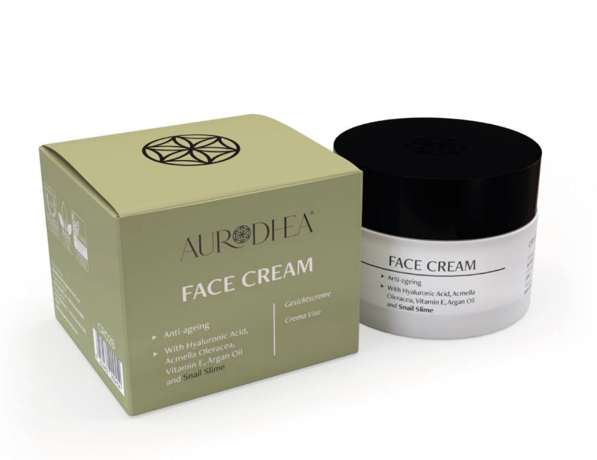 Crème visage anti-âge à la bave d’escargot
50 ml | Enrichie Acide hyaluronique, Acmella Oleracea, huile d'Argan et vitamine E